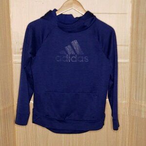Adidas Girls Blue Tone On Tone Hooded Sweatshirt 16